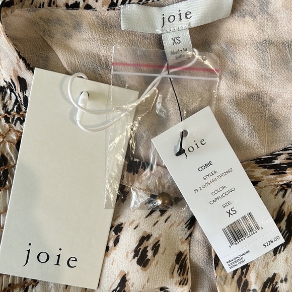 NWT JOIE Corie Silk Abstract Leopard Print Smocked Sleeveless Tank Top - XS - Picture 13 of 16